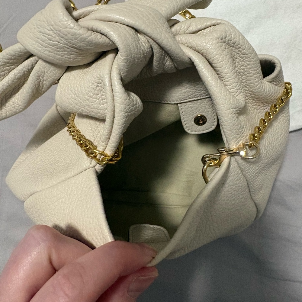Cuyana Pebbled Leather Mini Bow Bag in Ecru - Picture 5 of 8